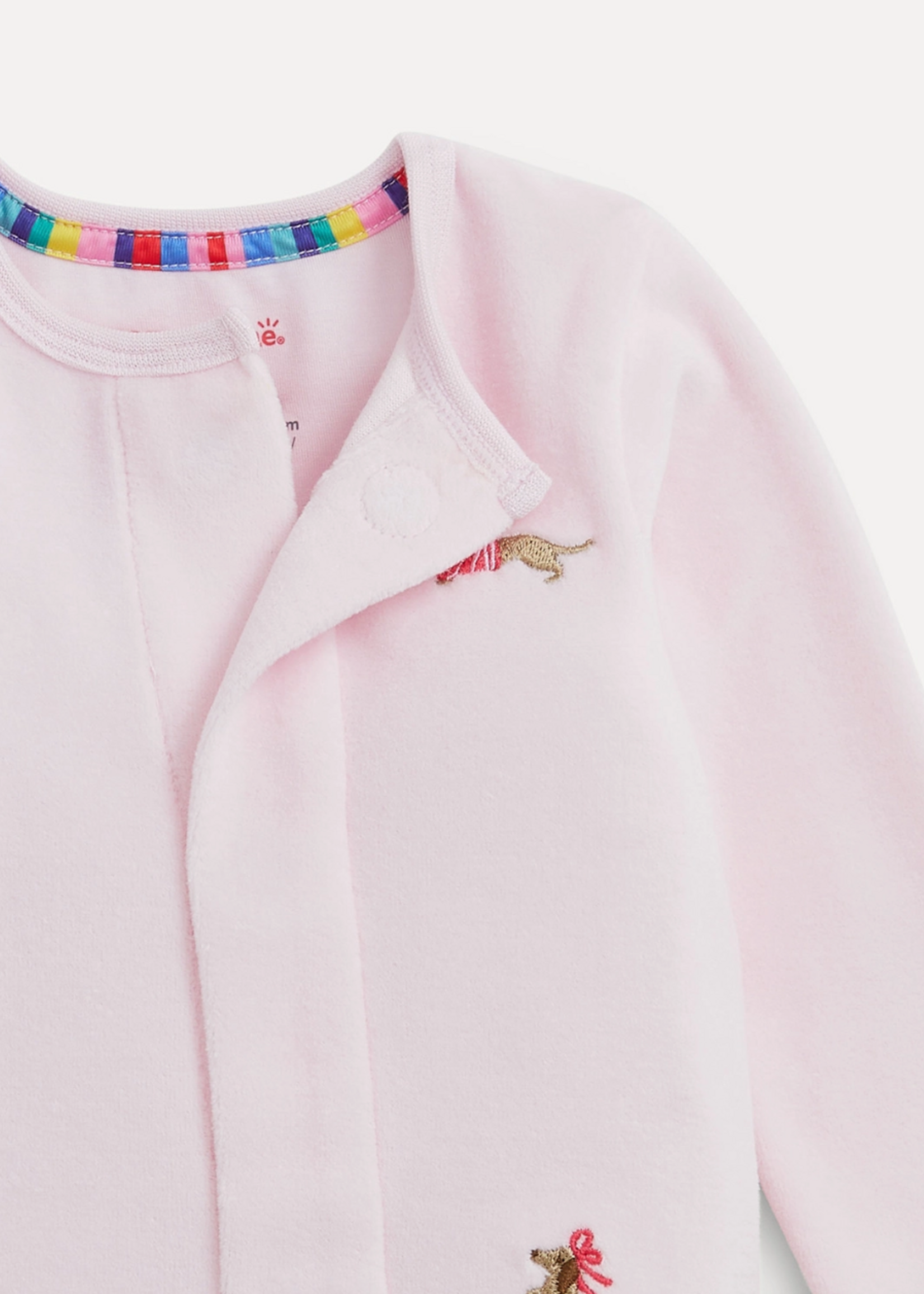 Magnetic Me Embroidery Dogs Pink Velour Footie