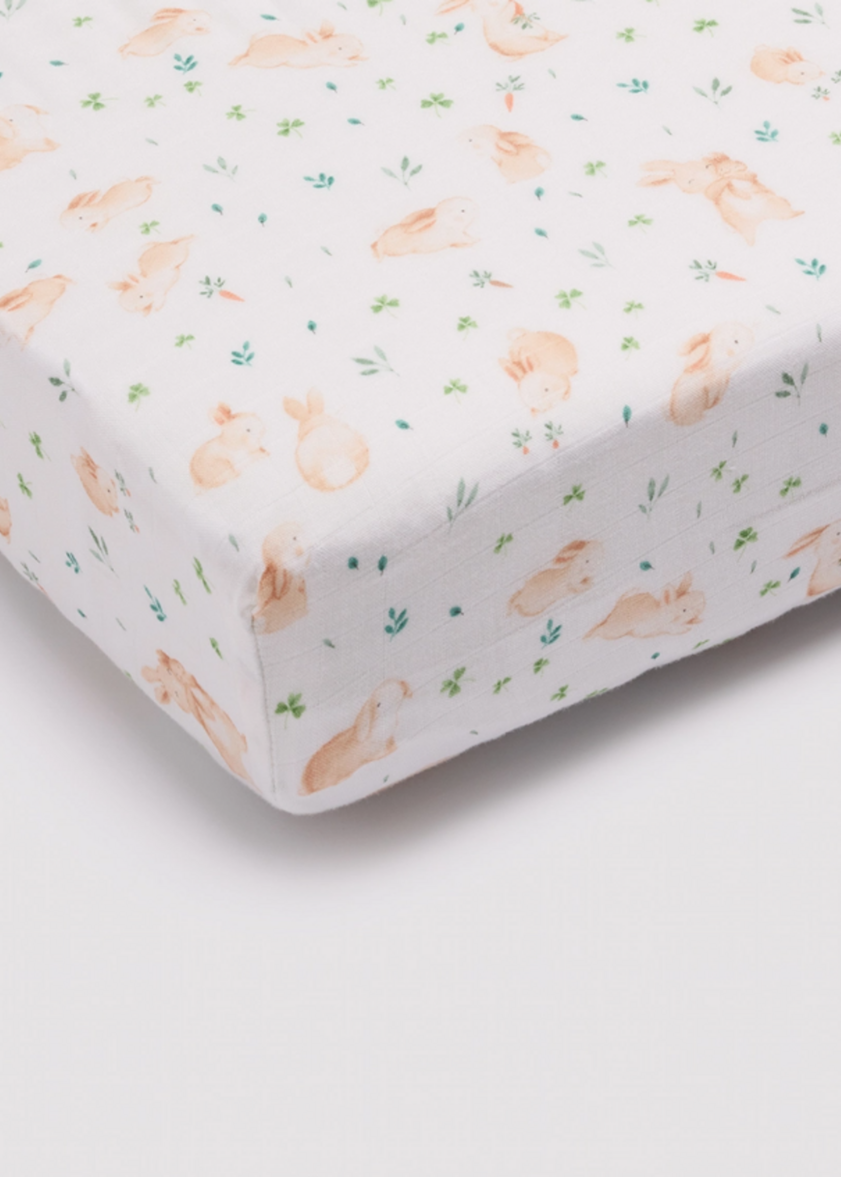 Loulou Lollipop Muslin Fitted Crib Sheet-Bunny Meadow