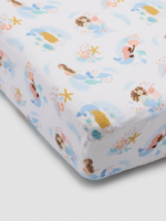 Loulou Lollipop Muslin Fitted Crib Sheet-Mermaids