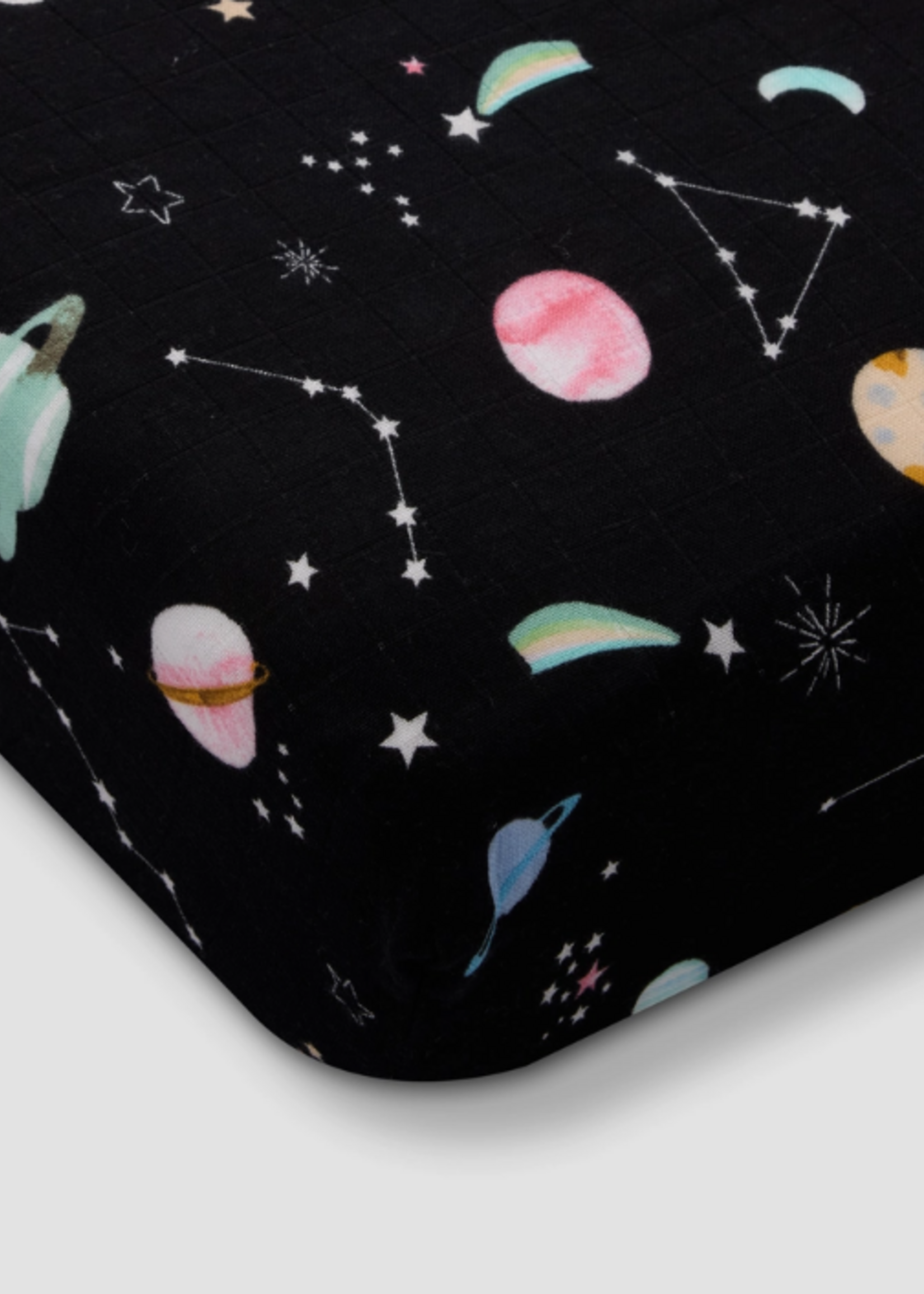 Loulou Lollipop Muslin Fitted Crib Sheet-Planets