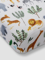 Loulou Lollipop Muslin Fitted Crib Sheet -Safari Jungle