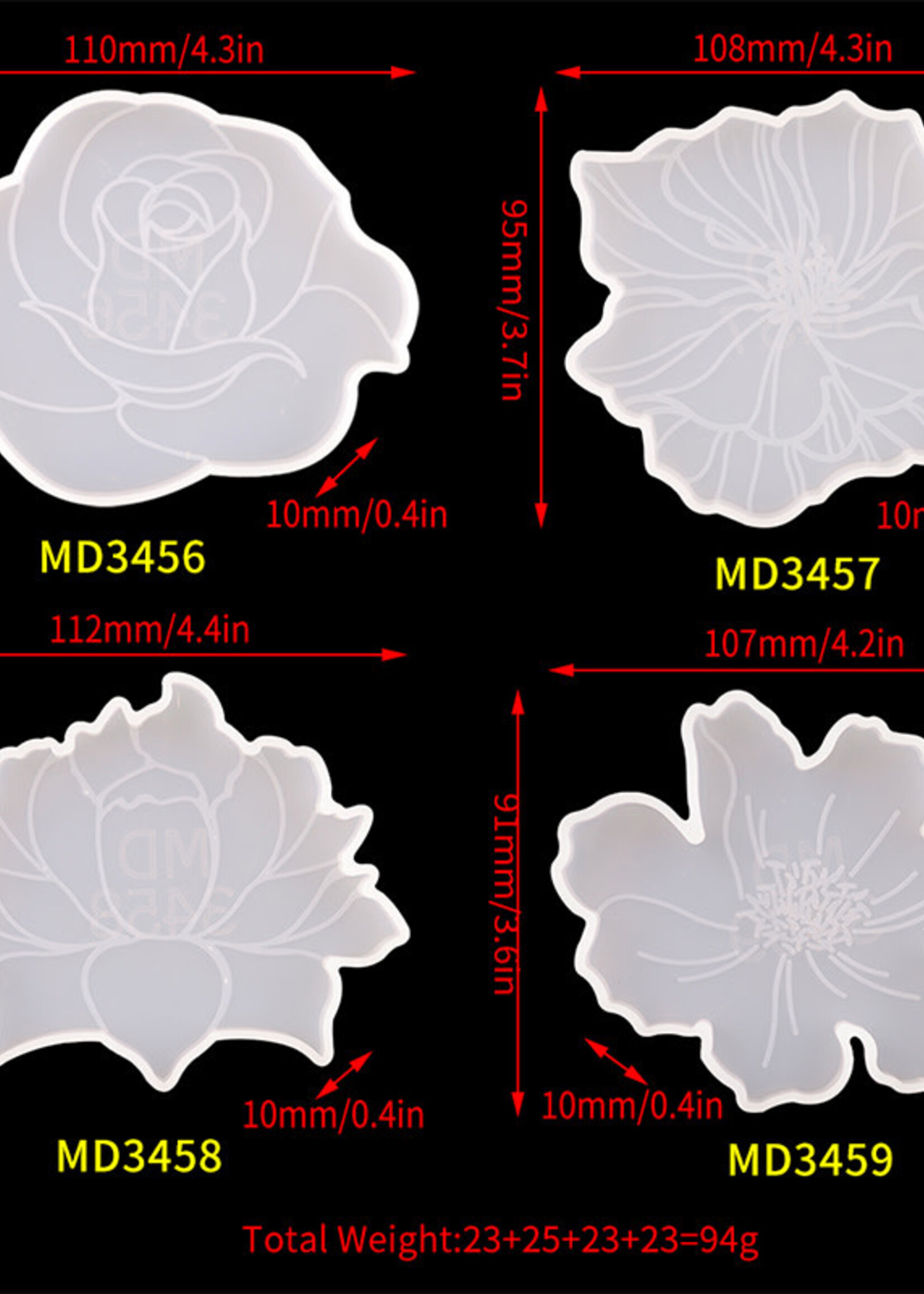 Alibaba 4PCS/Pack Coaster Mold Set Flower Shape