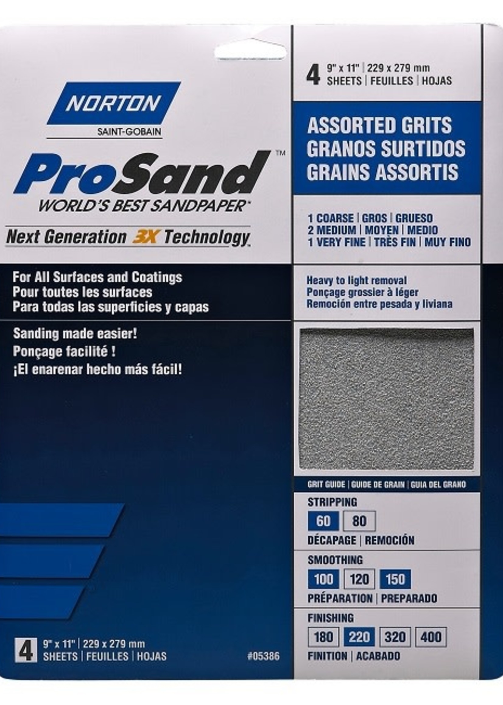 Norton 9 x 11 In. ProSand Paper Sheet Asst Grit A259PS AO