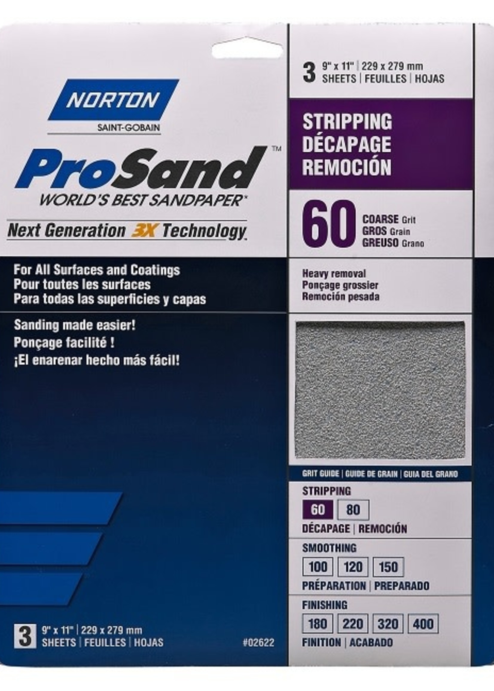 Norton 9 x 11 In. ProSand Paper Sheet P60 Grit A259PS AO