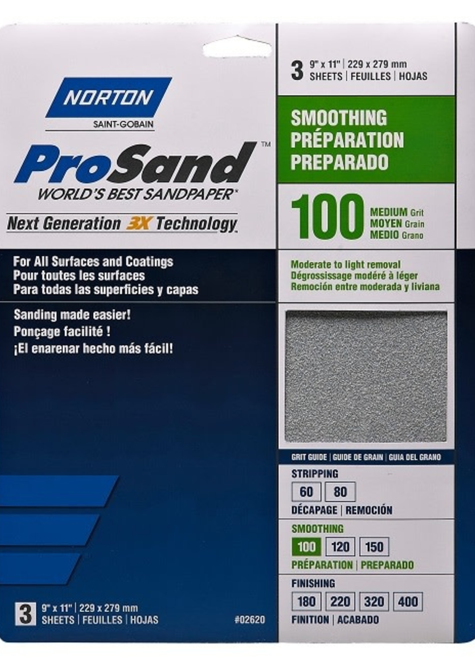 Norton 9 x 11 In. ProSand Paper Sheet P100 Grit A259PS AO