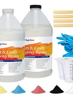 Magic Resin 1 Gallon (3.78 L) | Art & Craft Epoxy Resin Kit | Includes 3 pairs of gloves, 2 cups, 4 sticks & 5 x 5g mica powder bags