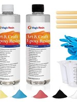 Magic Resin 16 Oz (473 ml) | Art & Craft Epoxy Resin Kit | Includes 3 pairs of gloves, 2 cups, 4 sticks & 5 x 5g mica powder bags