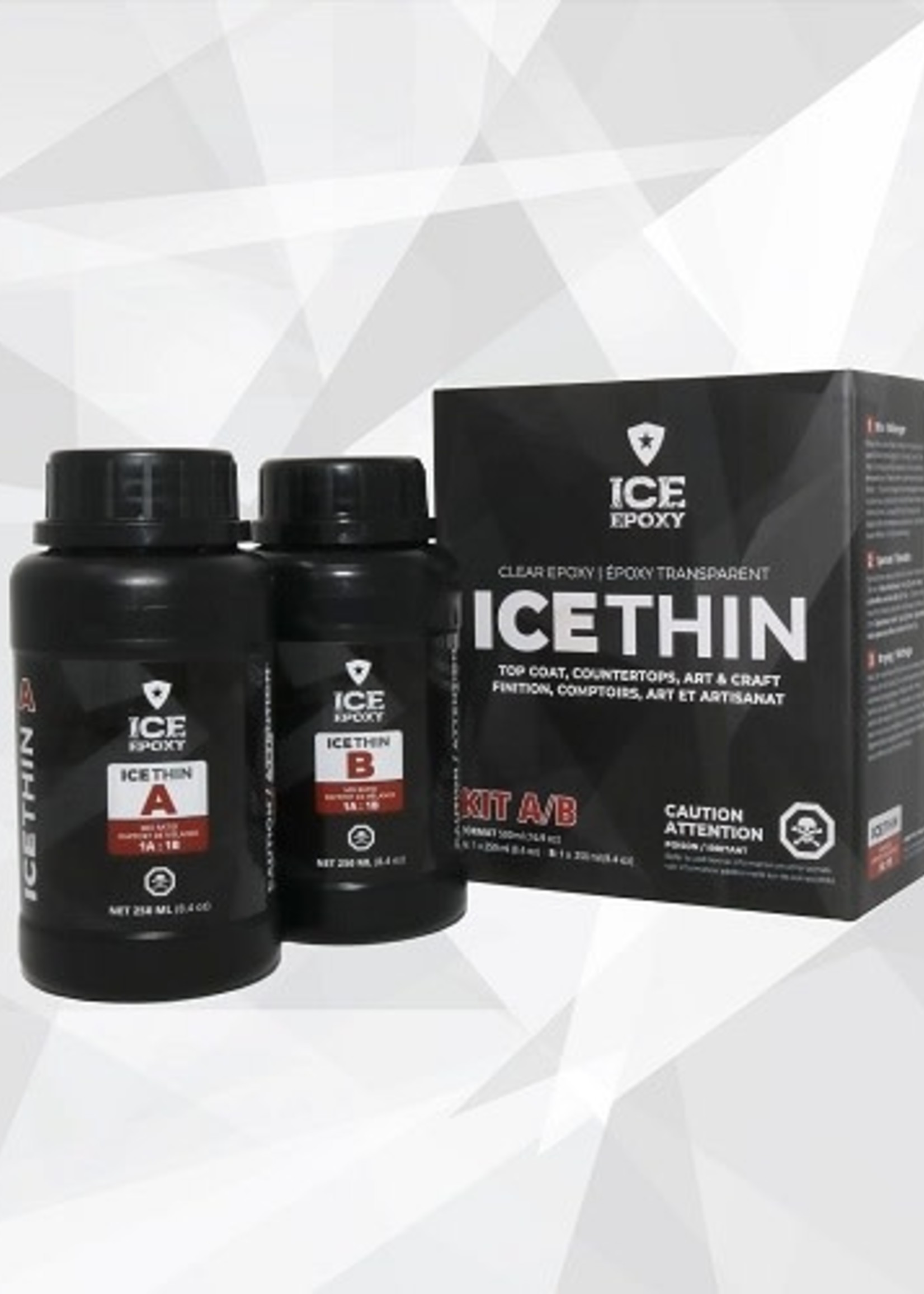 Ice Epoxy CLEAR CASTING EPOXY- ICE THIN KIT A/B 500ML BOX OR 16.9OZ