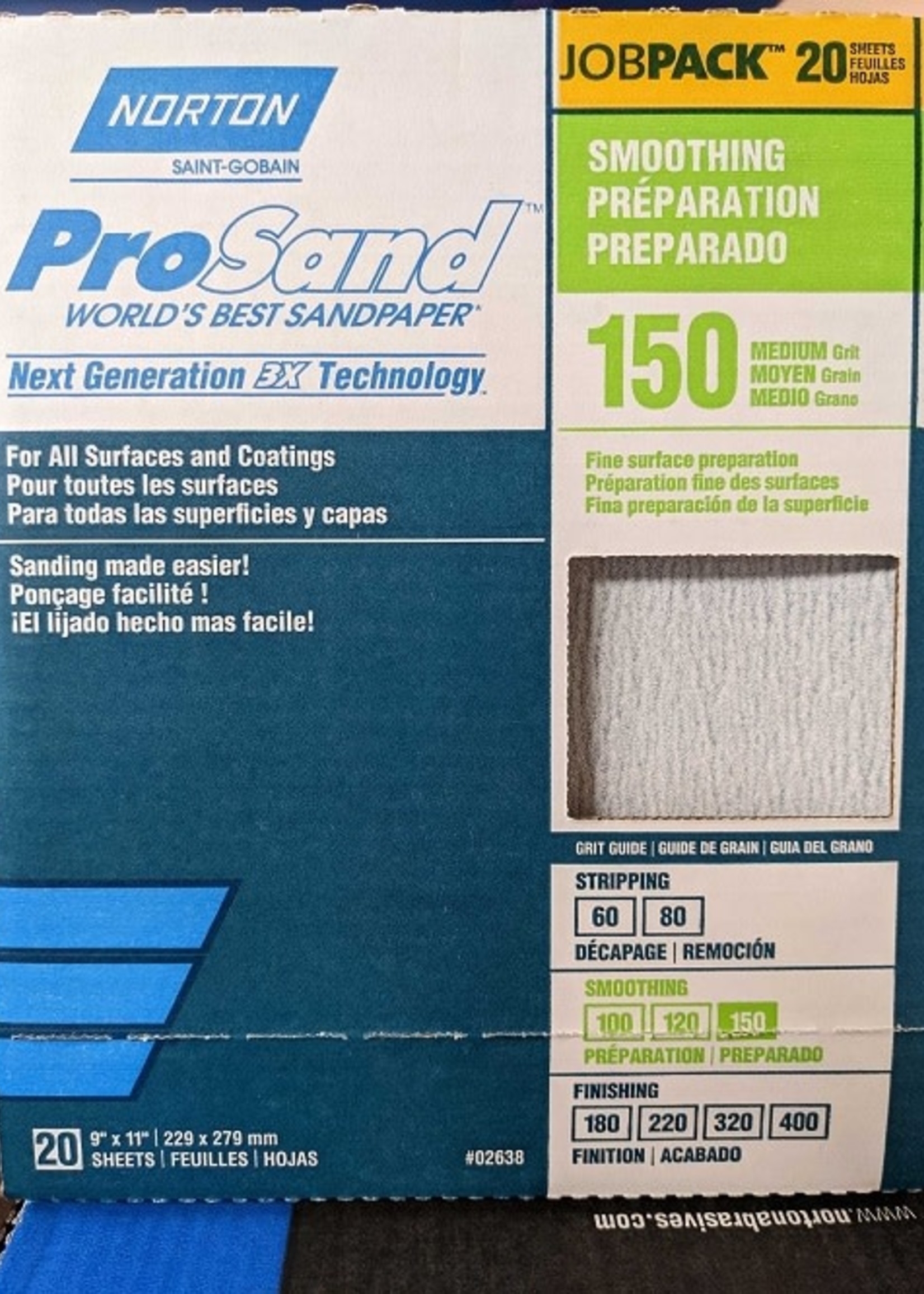 Norton 9 X 11 SHEET PROSAND P150G JOB PACK