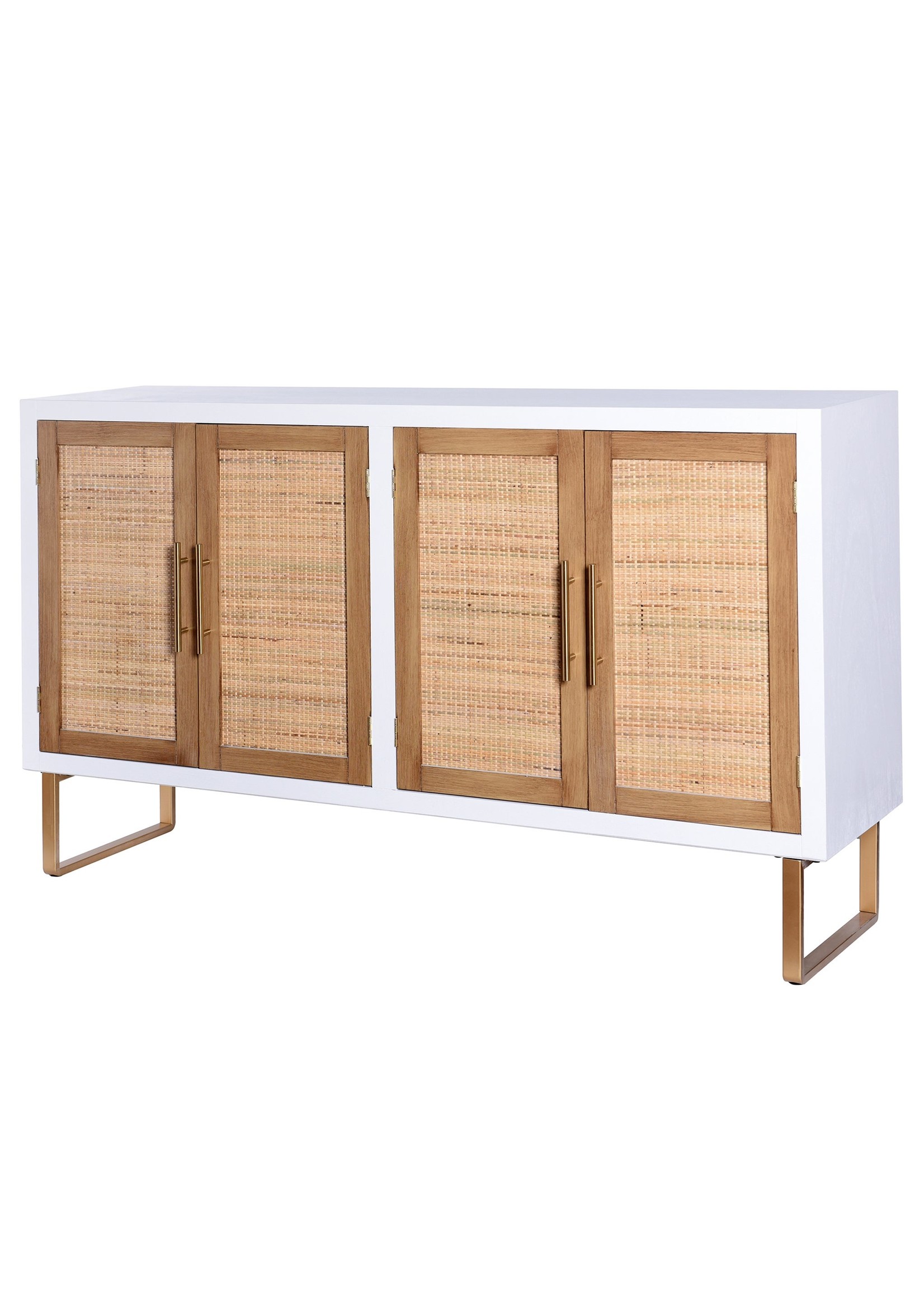 Style Craft TWEED & WHITE Four Door Wooden Cabinet 36in ht. X 60in w. X 16in d.