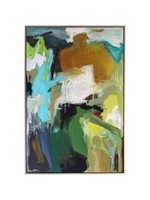 Hand Painted Abstract 1.5 inch Frame, Moss Framed Canvas 42x72