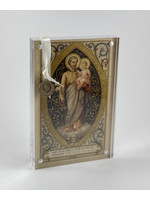 St Joseph prayer card and metal in acrylic