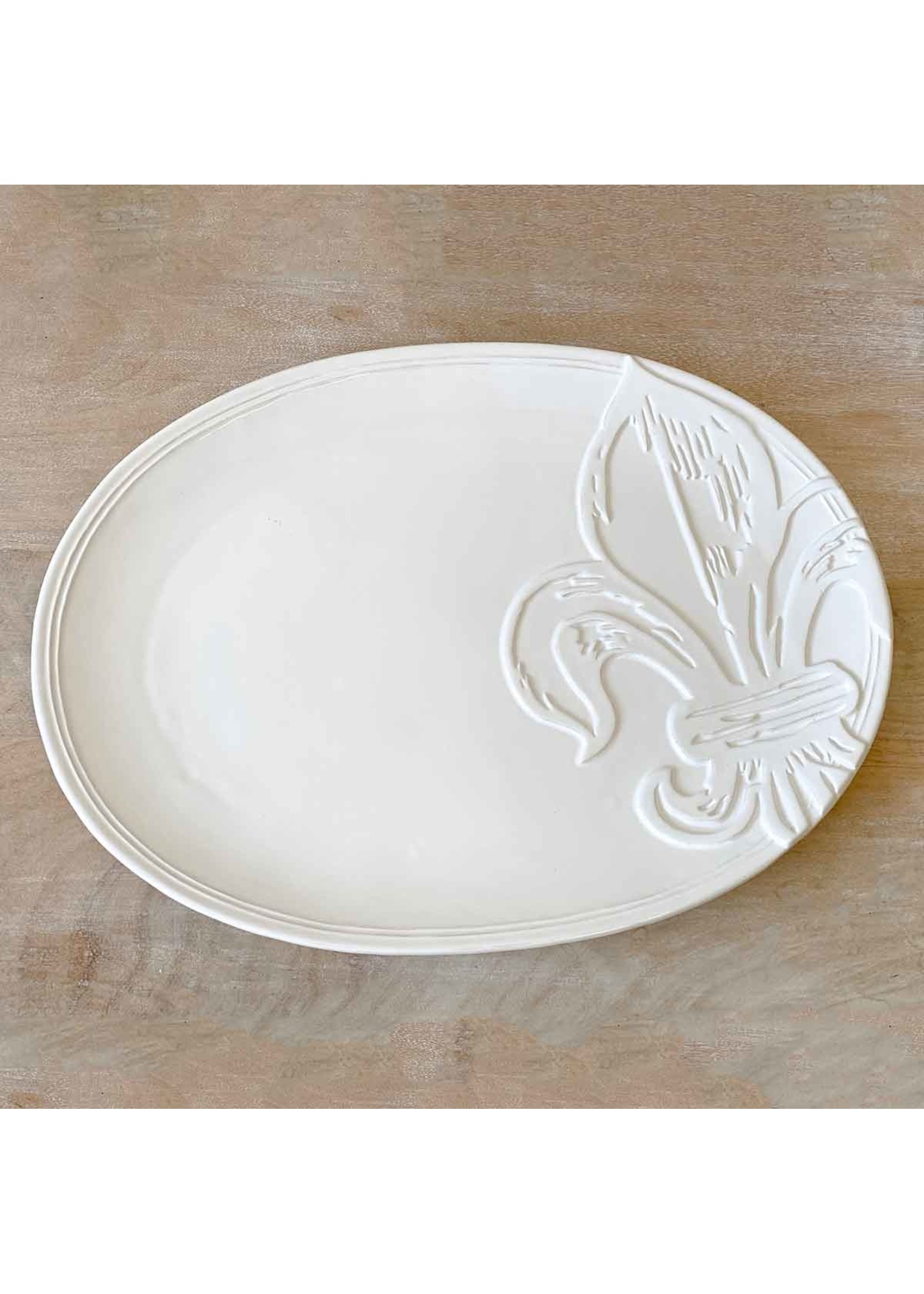 The Royal Standard Tuscan Fleur Embossed Platter White
