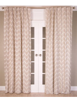 India's Heritage 52" x 96", Natural, Cotton Linen Chevron Design Panel, Lined,  Rod Pkt Back Tabs