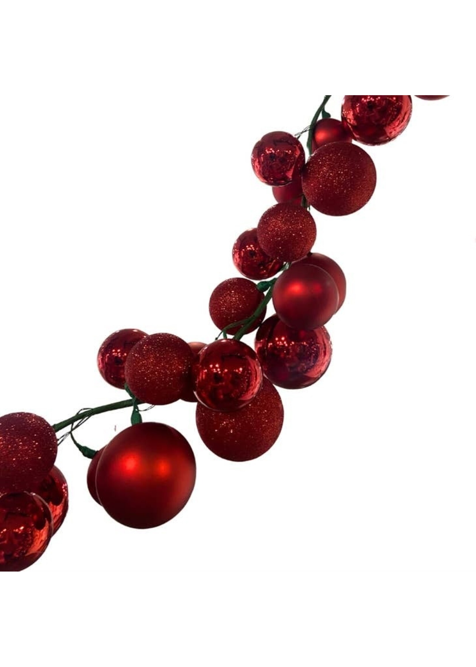 David Christopher's 70.8'' Christmas Balls Garland (Red Shiny,Red Matte,Red Glit