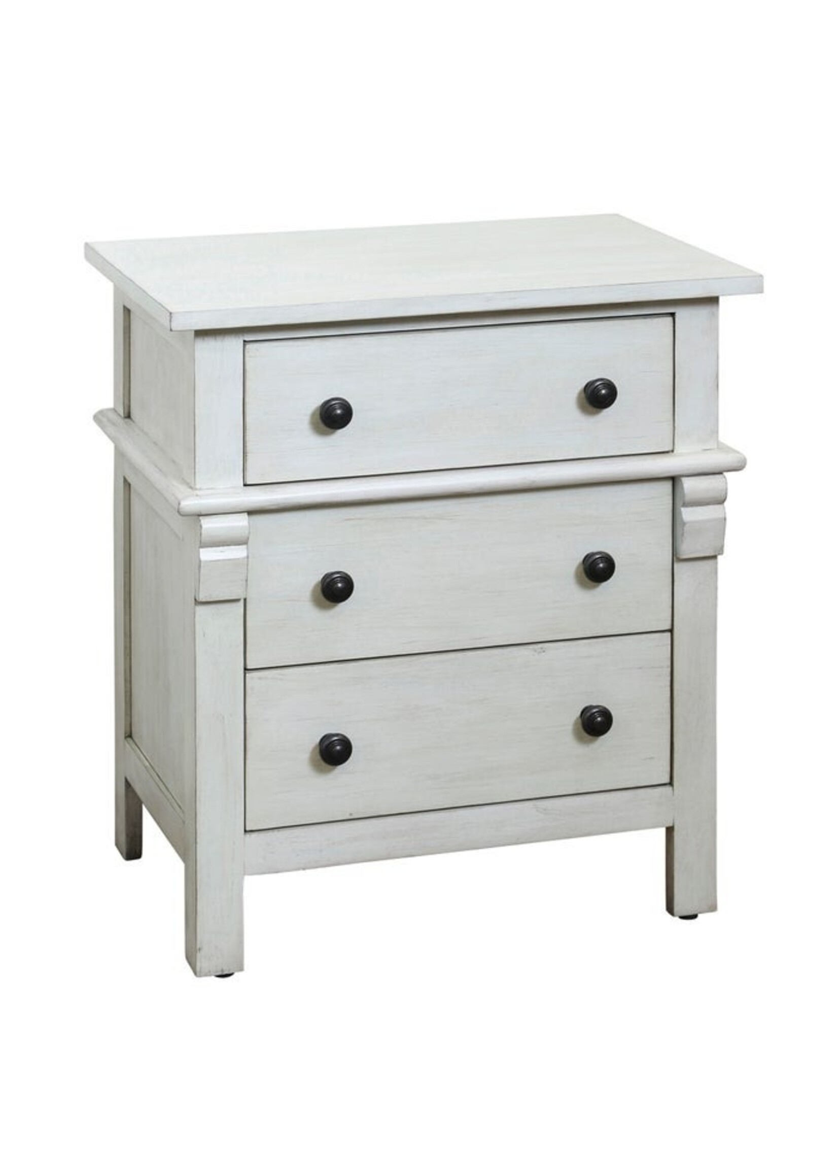 Style Craft Brushed White Finish on Pine Veneer | Three Drawers | 22in X 14in X 25in