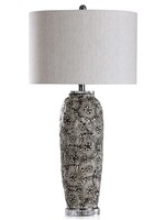 Style Craft Taupe Tithonia/ Floral Embossed Ceramic Lamp