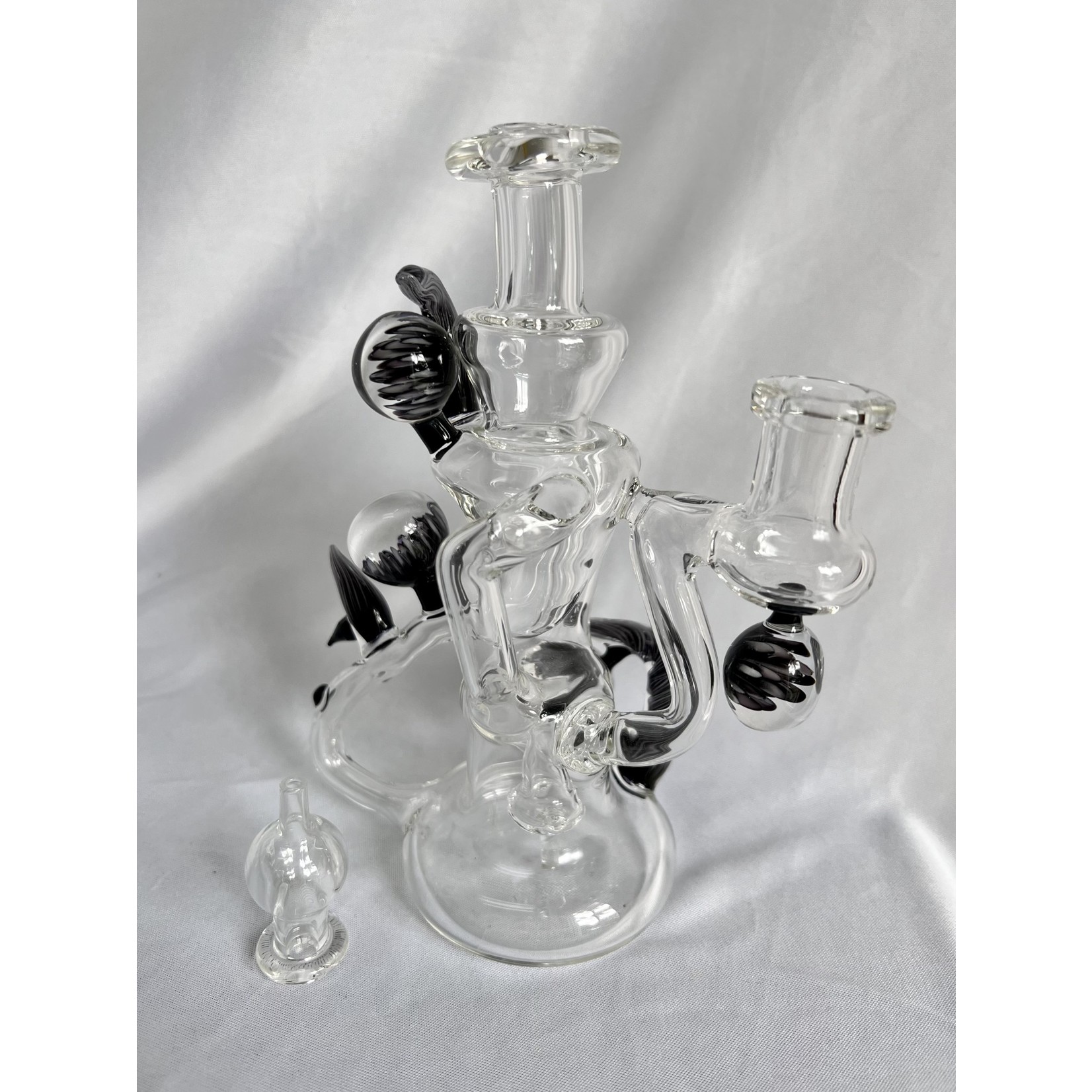 Spunout Glass Spunout Glass Black and White Horn Recycler