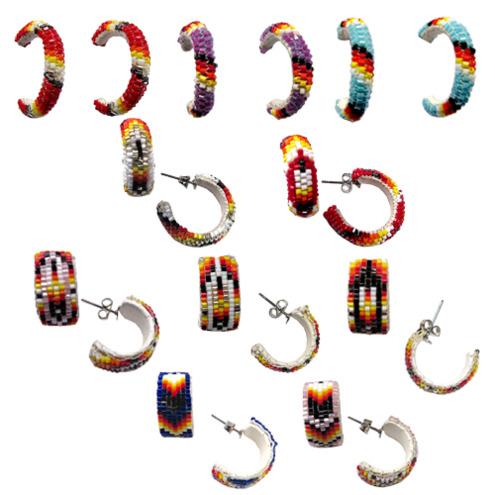 BEADED HOOP EARRINGS - 10 PACK 2CM ASSORTED