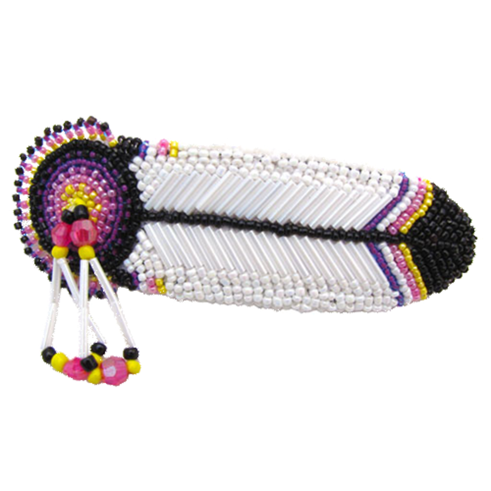 BEADED BARRETTE - FEATHER