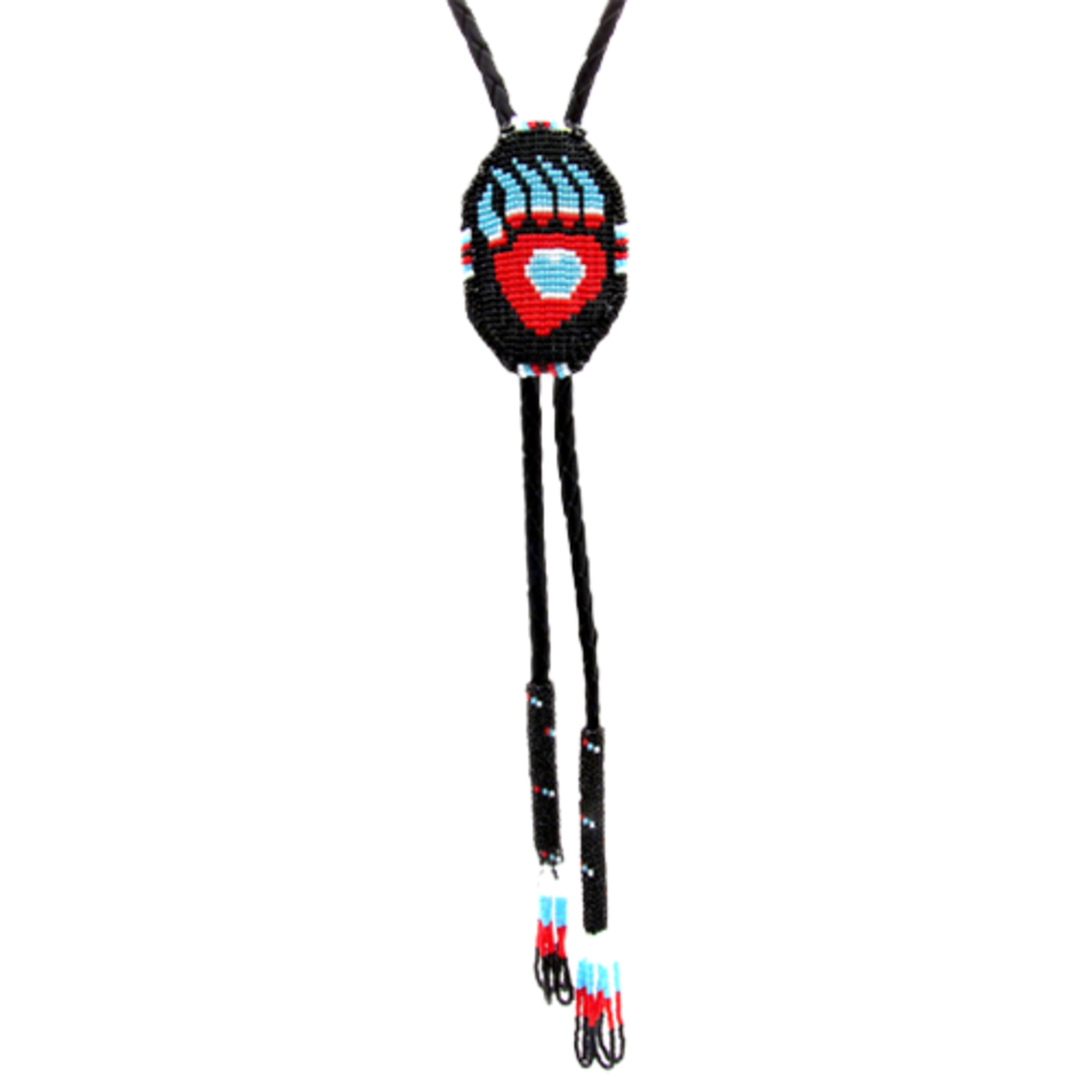 BEADED BOLO TIE - BEAR PAW