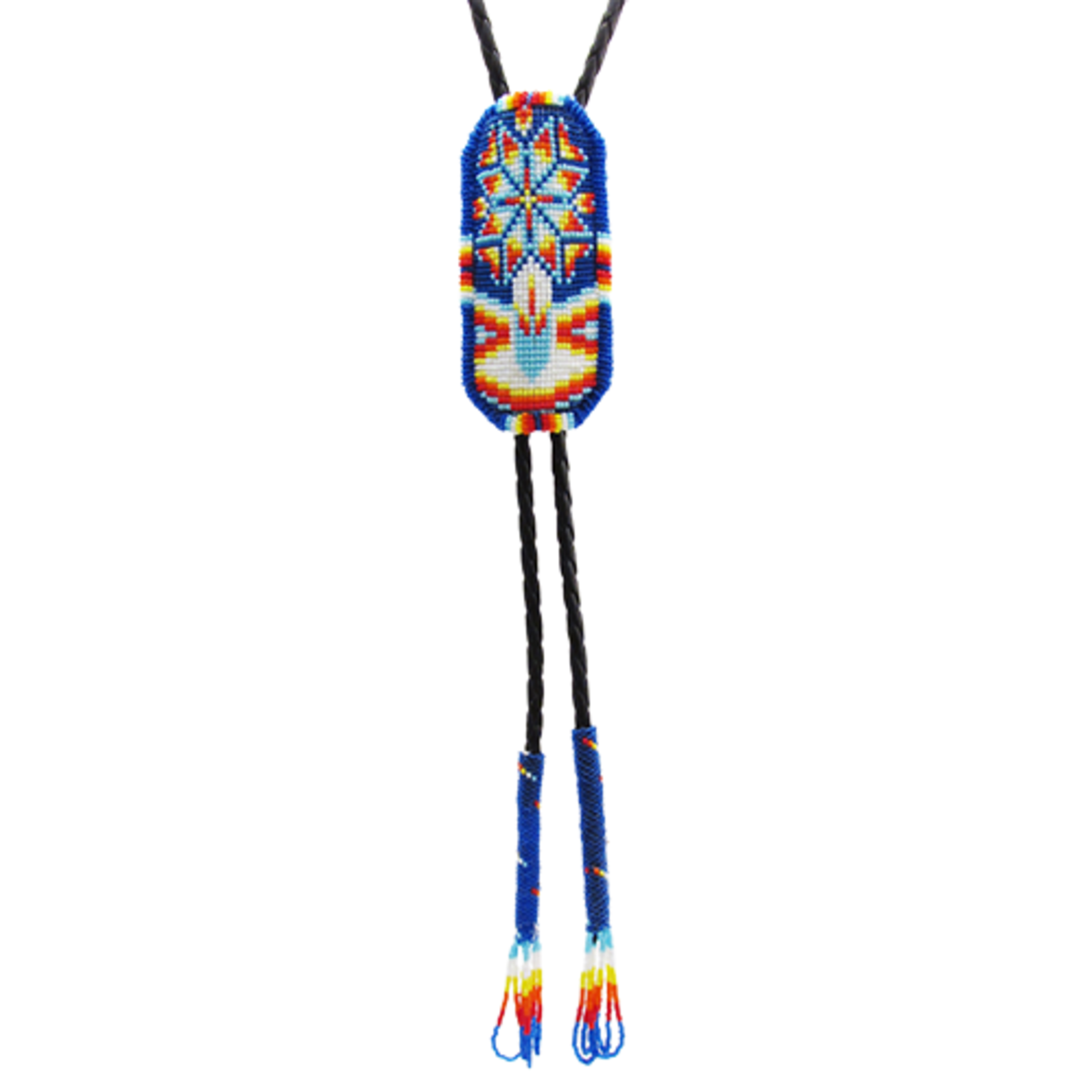 BEADED BOLO TIE - STAR AND FEATHER