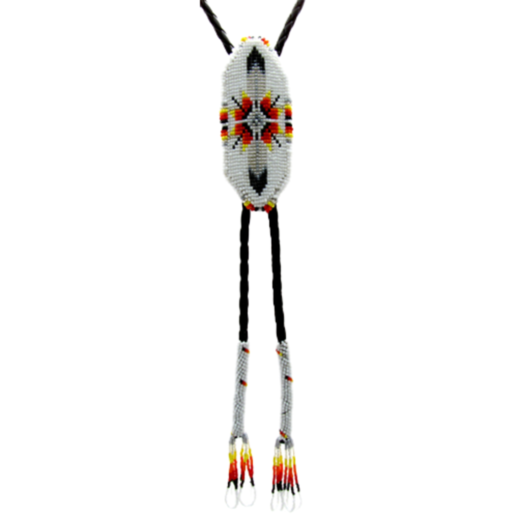 BEADED BOLO TIE - FEATHERS