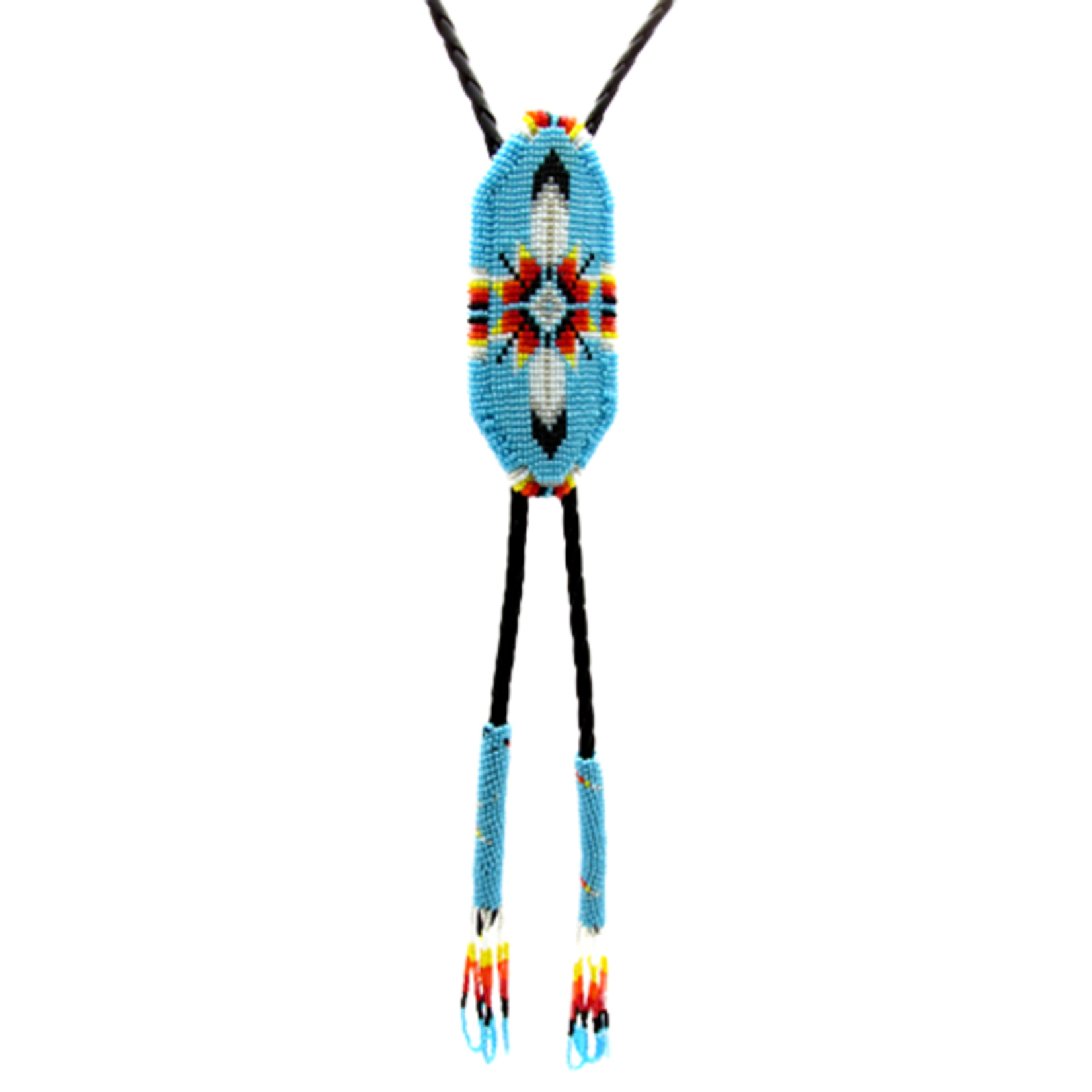 BEADED BOLO TIE - FEATHERS
