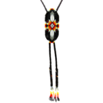 BEADED BOLO TIE - FEATHERS