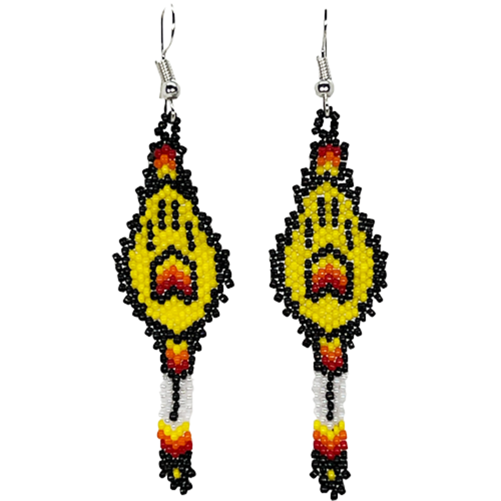 BRICK STITCH EARRING - WOLF PAW W/ FEATHER