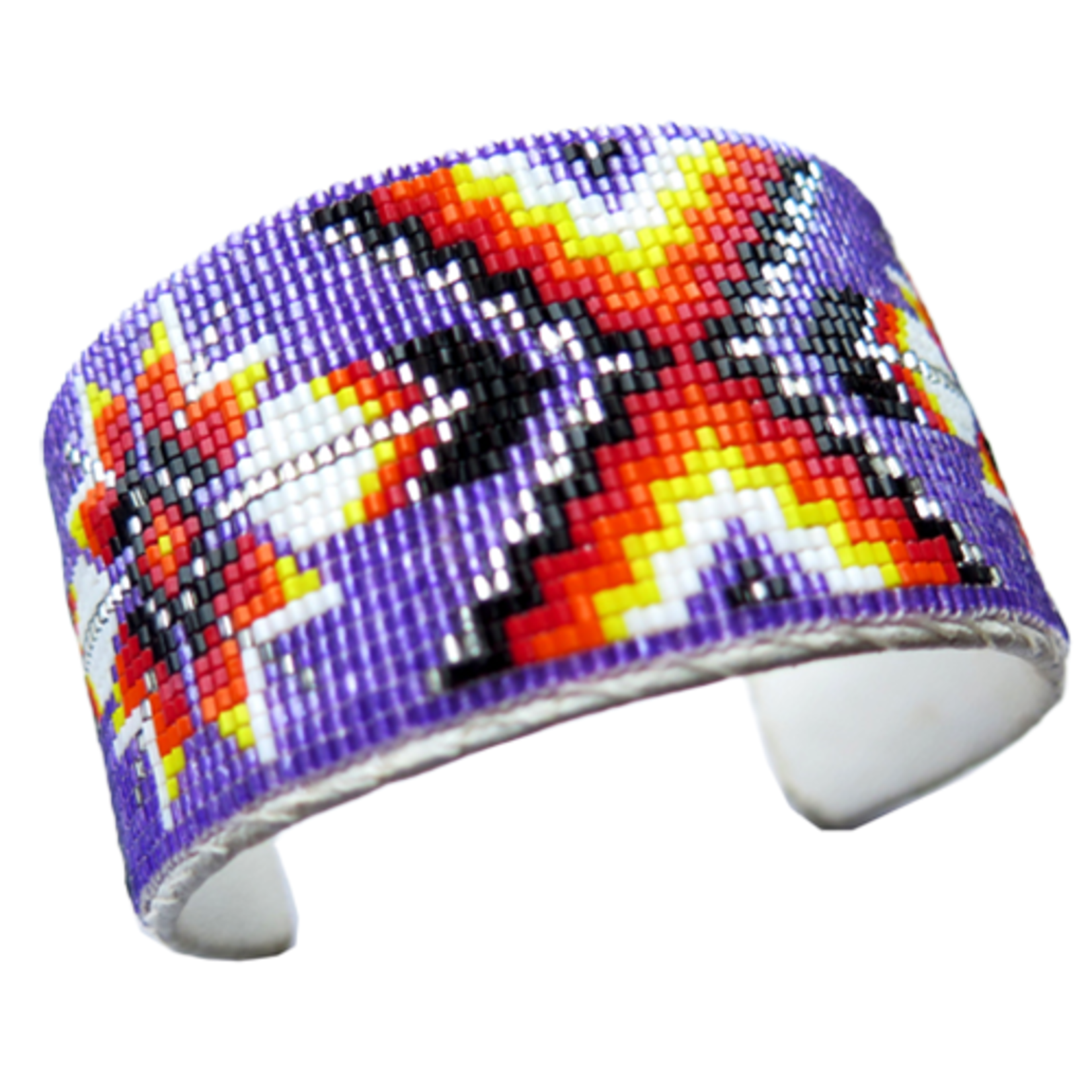 CUT GLASS CUFF BRACELET -  25 ROWS - FEATHERS