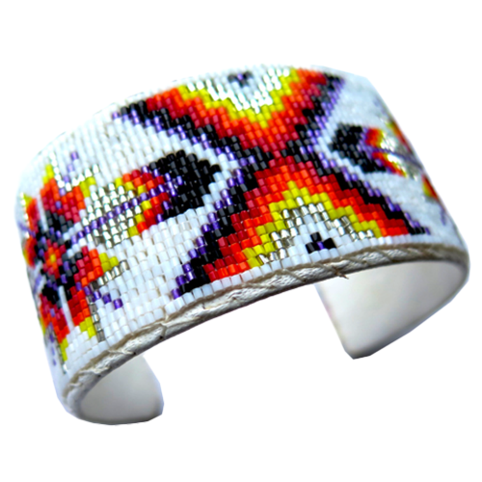 CUT GLASS CUFF BRACELET -  25 ROWS - FEATHERS