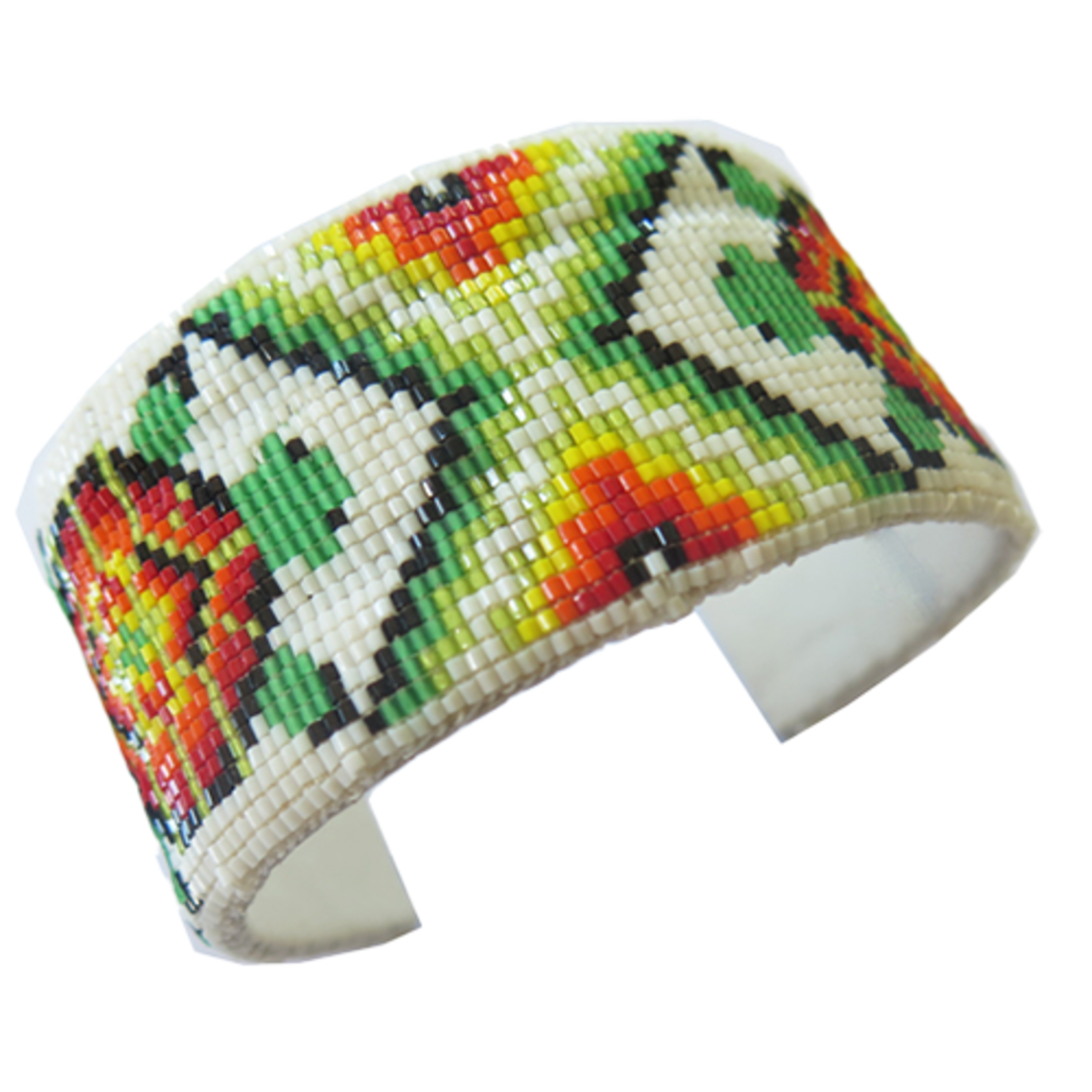 CUT GLASS CUFF BRACELET - 25 ROWS - TURTLE