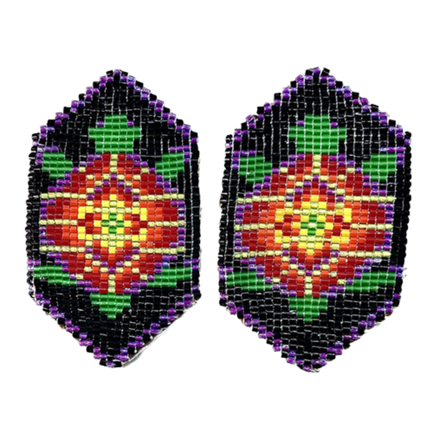 CUT GLASS LOOMED EARRINGS - TURTLE