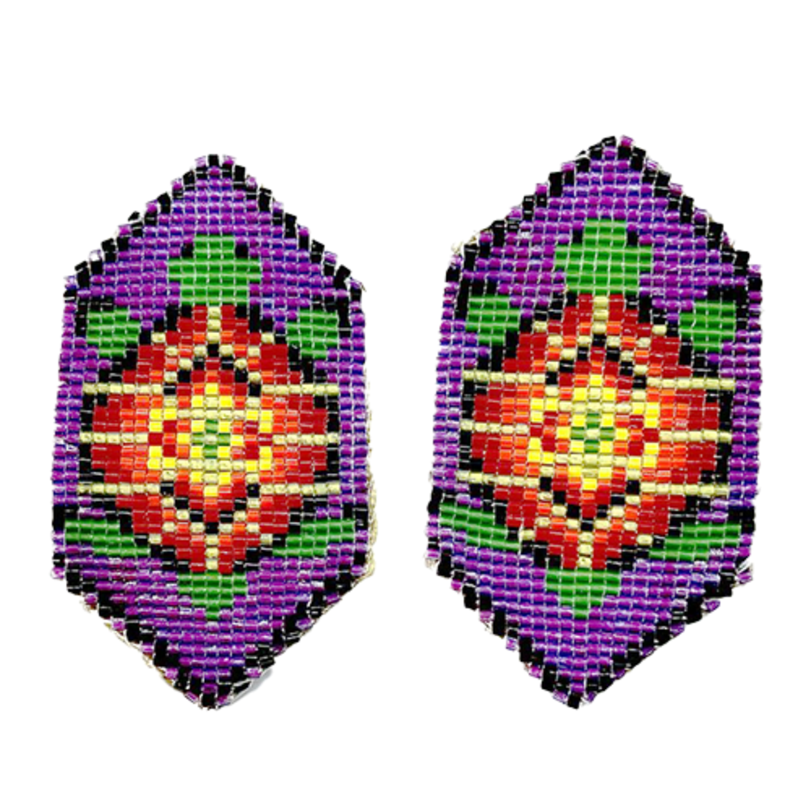 CUT GLASS LOOMED EARRINGS - TURTLE