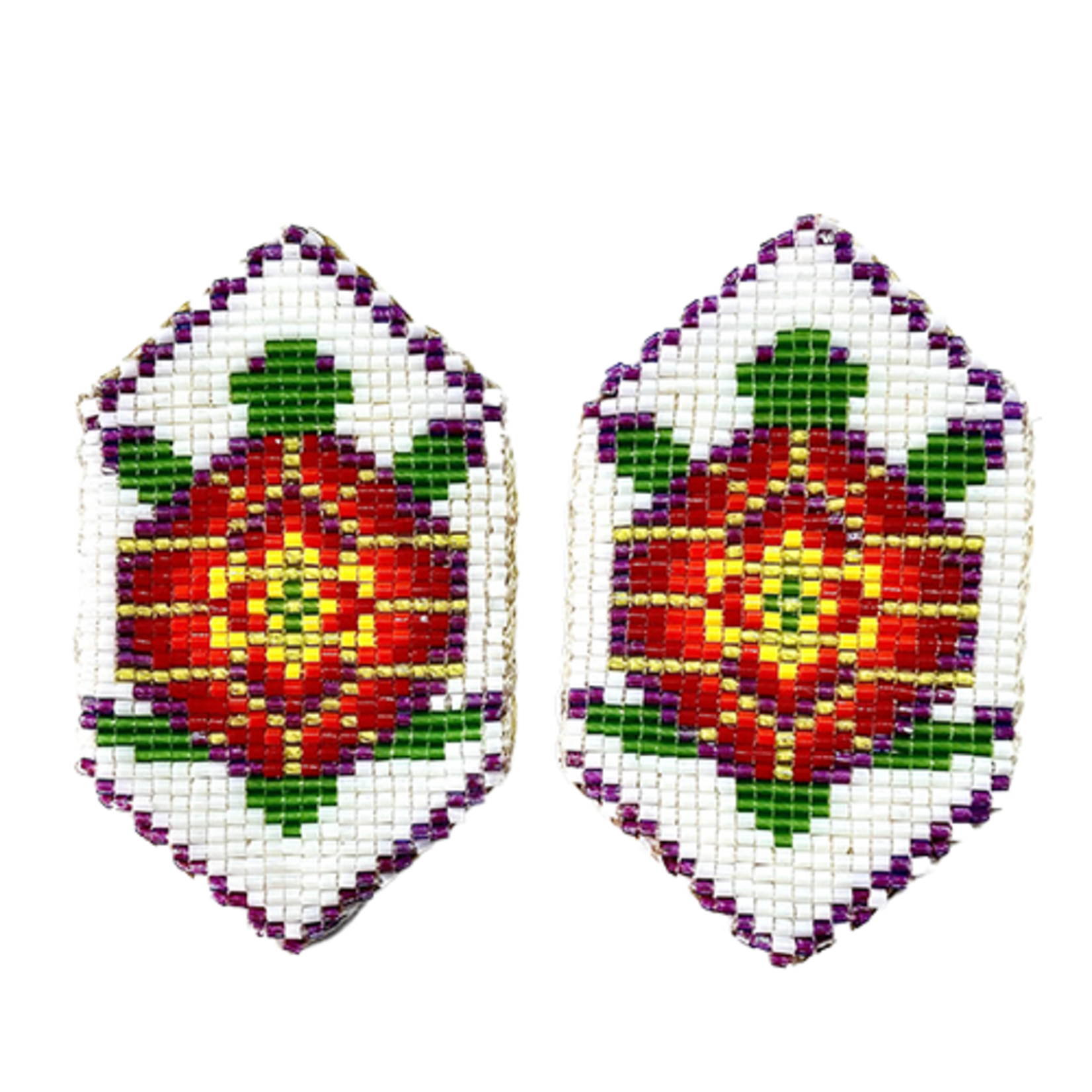 CUT GLASS LOOMED EARRINGS - TURTLE