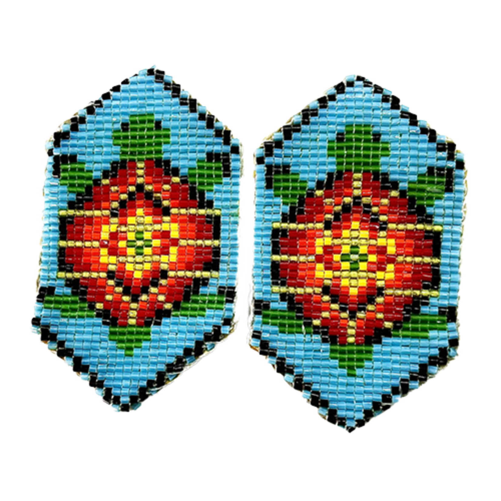 CUT GLASS LOOMED EARRINGS - TURTLE