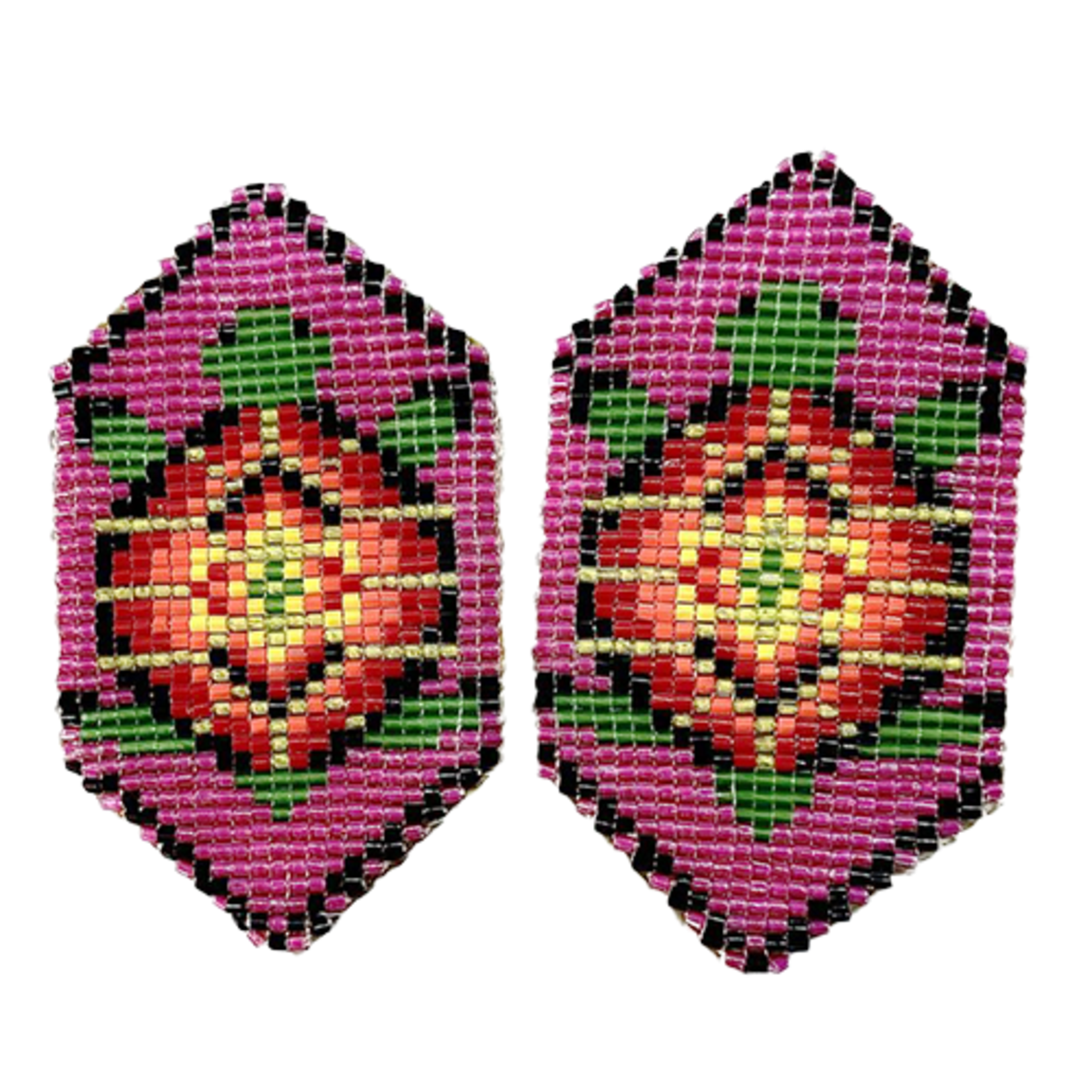 CUT GLASS LOOMED EARRINGS - TURTLE
