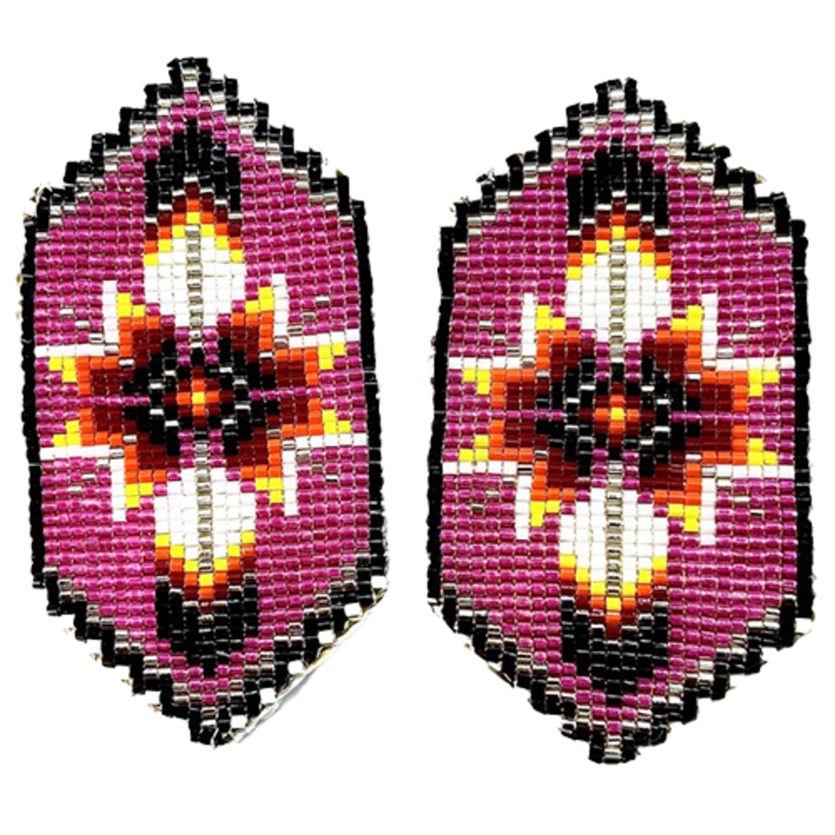 CUT GLASS LOOMED EARRINGS - STAR AND FEATHERS