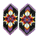CUT GLASS LOOMED EARRINGS - STAR AND FEATHERS