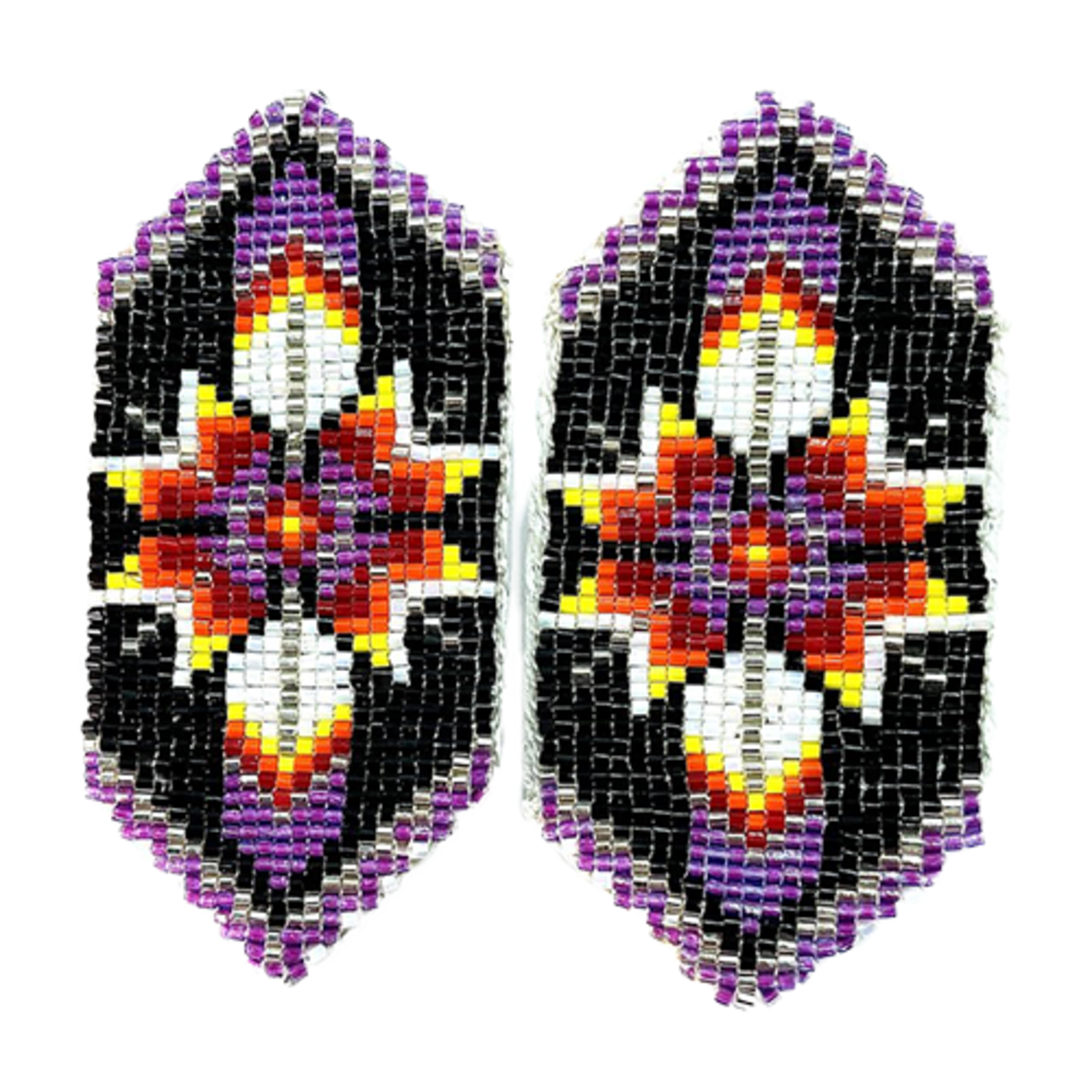 CUT GLASS LOOMED EARRINGS - STAR AND FEATHERS