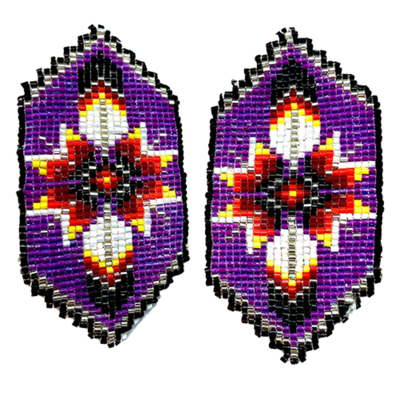 CUT GLASS LOOMED EARRINGS - STAR AND FEATHERS