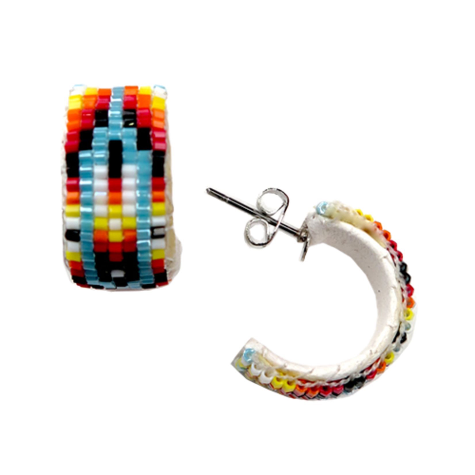 LOOMED HOOP EARRINGS - FANCY FEATHER - 2CM