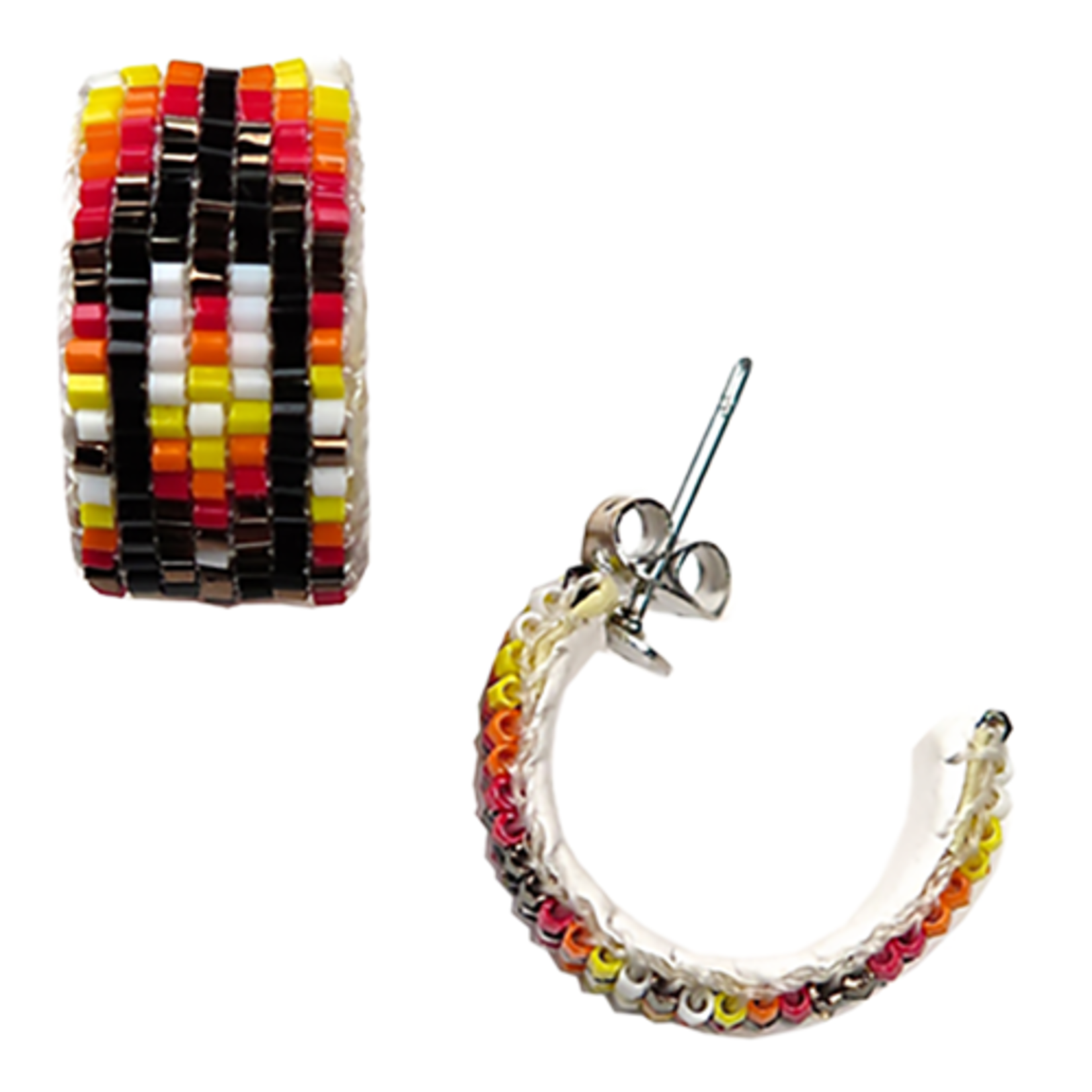 LOOMED HOOP EARRINGS - FANCY FEATHER - 2CM