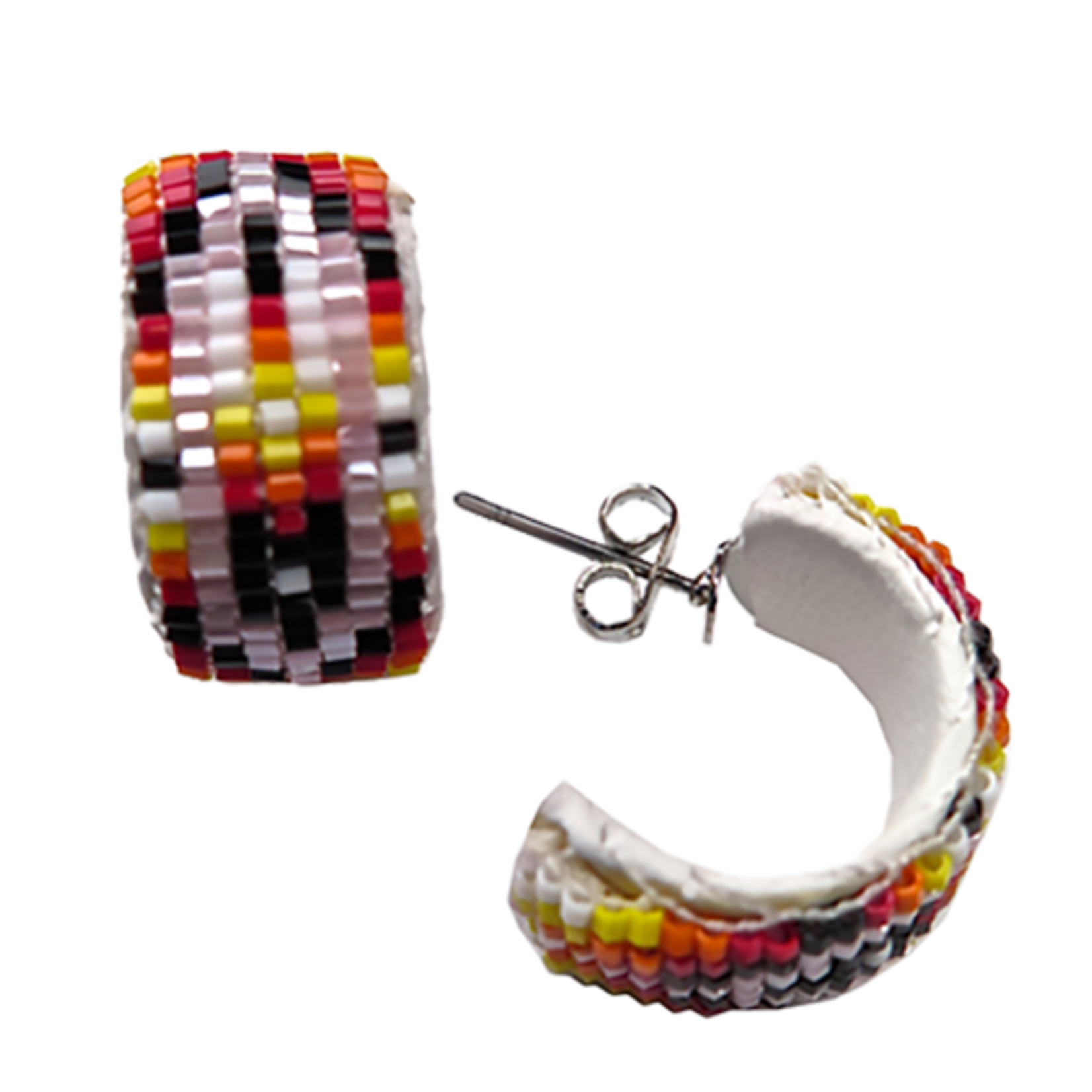LOOMED HOOP EARRINGS - FANCY FEATHER - 2CM