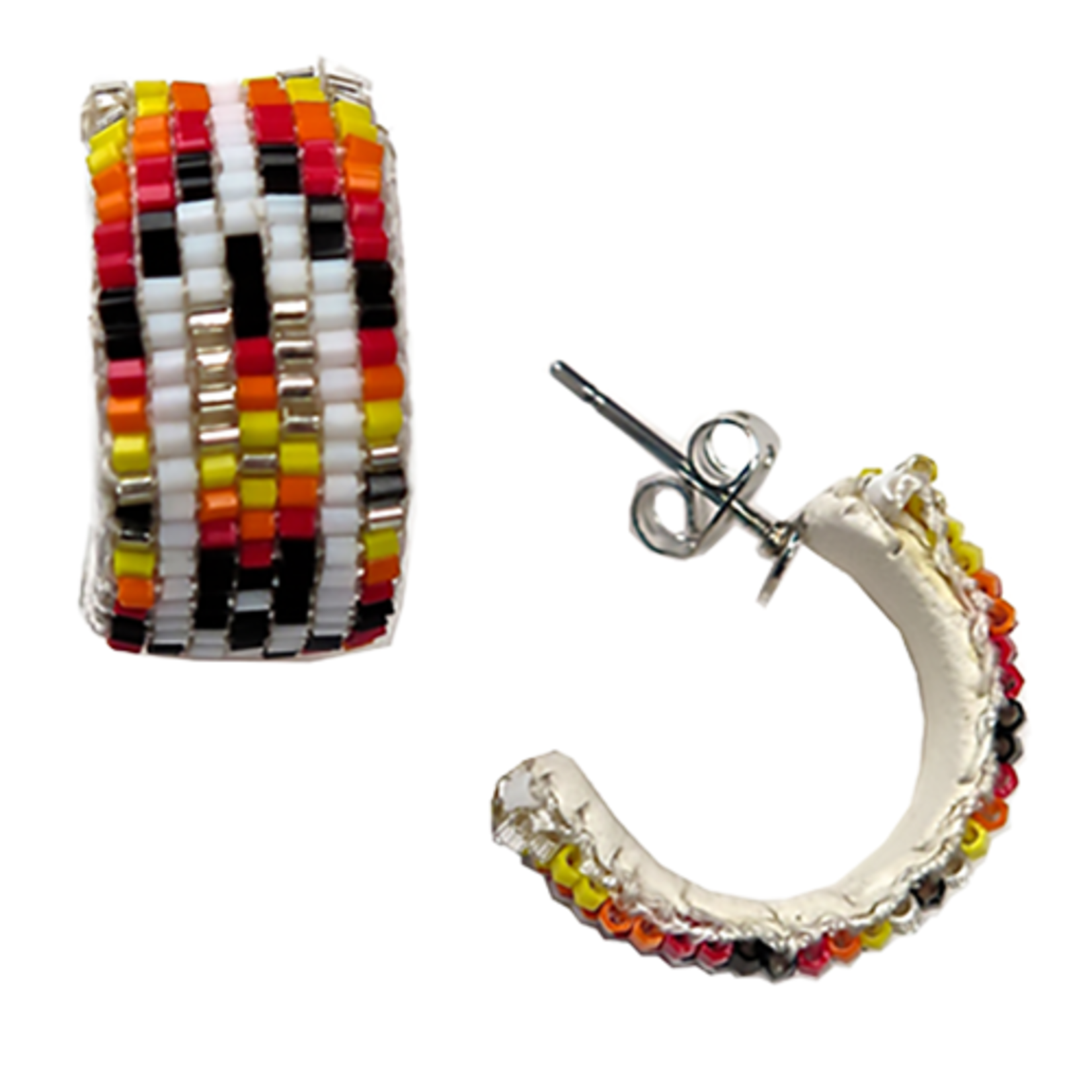 LOOMED HOOP EARRINGS - FANCY FEATHER - 2CM