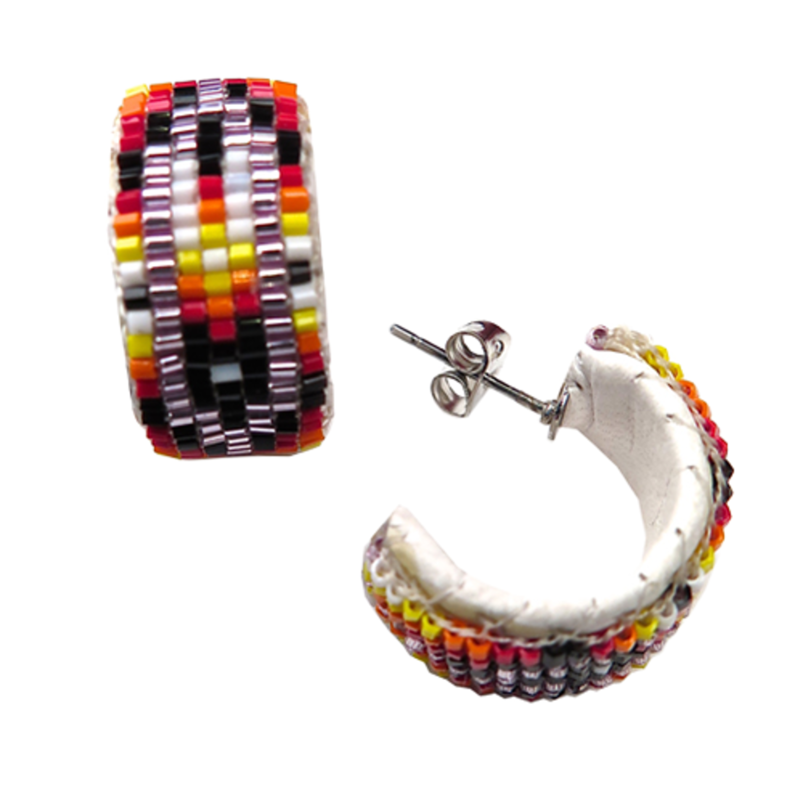 LOOMED HOOP EARRINGS - FANCY FEATHER - 2CM