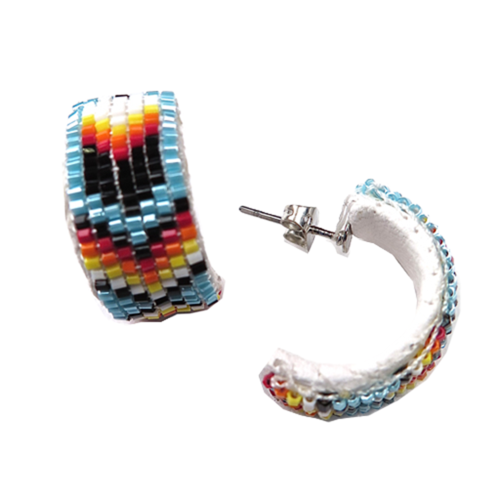 LOOMED HOOP EARRINGS - WIDE FEATHER - 2CM