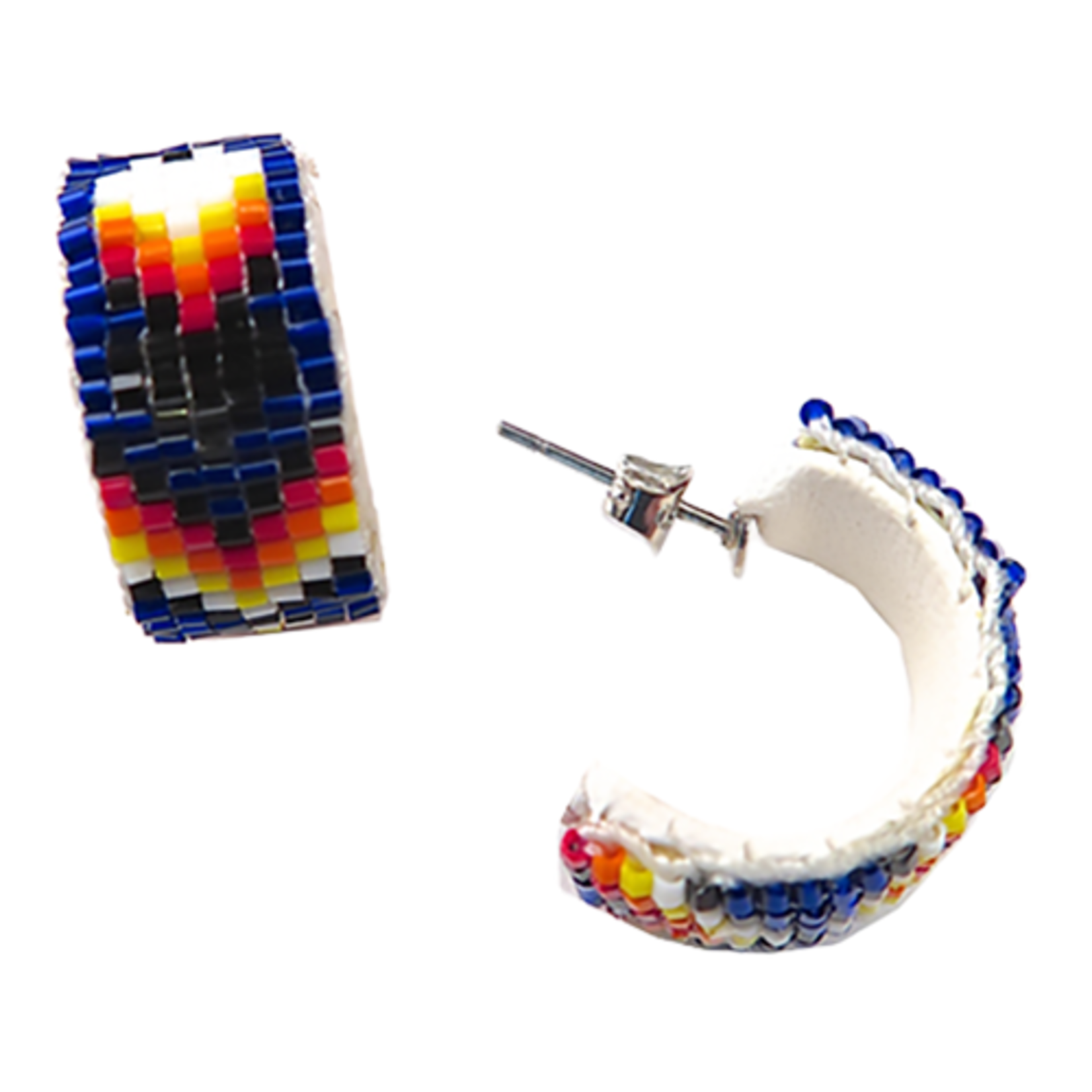 LOOMED HOOP EARRINGS - WIDE FEATHER - 2CM