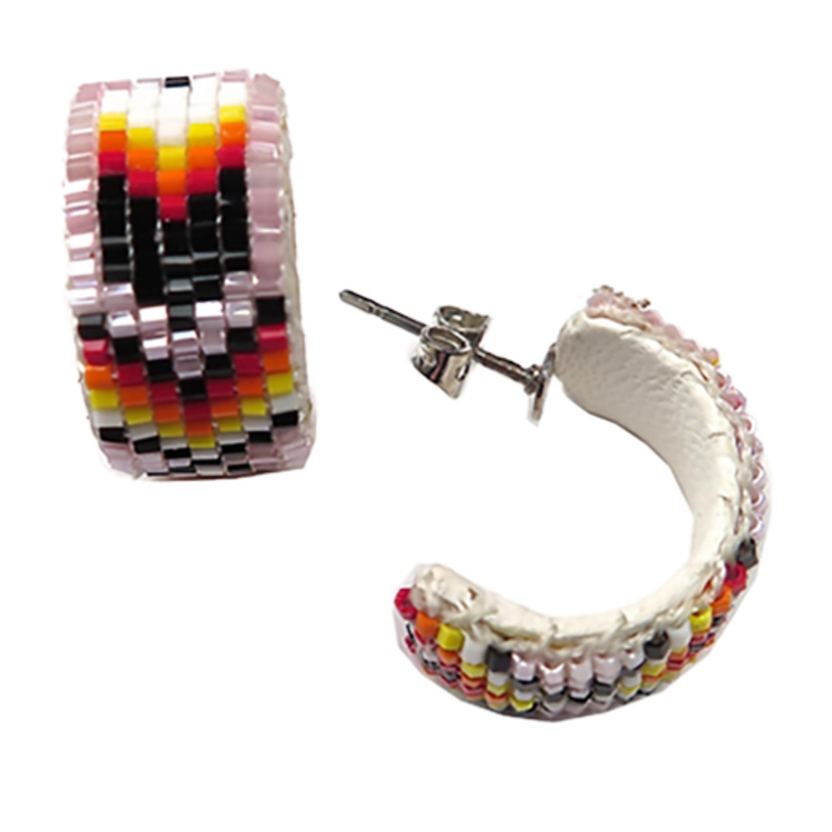 LOOMED HOOP EARRINGS - WIDE FEATHER - 2CM